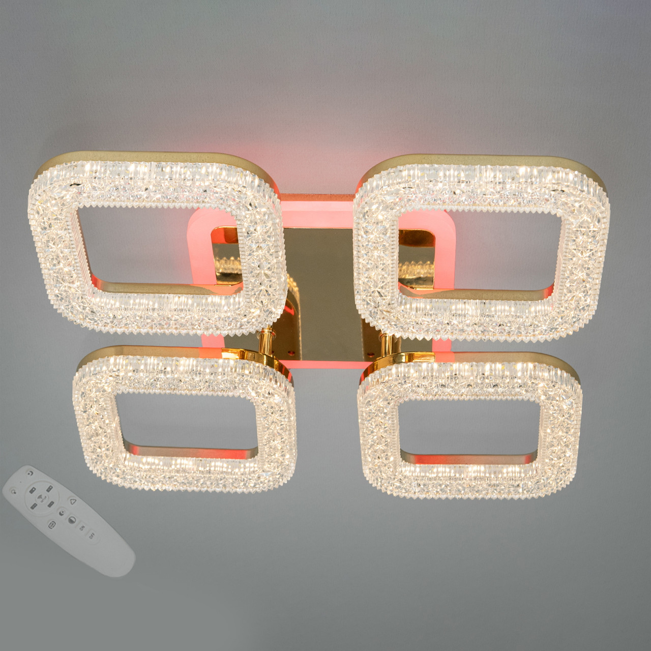 Світлодіодна Led-люстра з пультом на 4 квадрати, освітлення до 10 м², фото 1