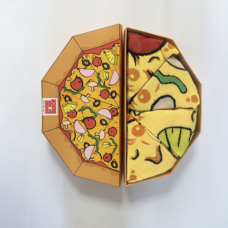 Подарунковий набір шкарпеток "Піца асорті" 4 пари. Подарунковий бокс із тематичними шкарпетками "Піца асорті", фото 1