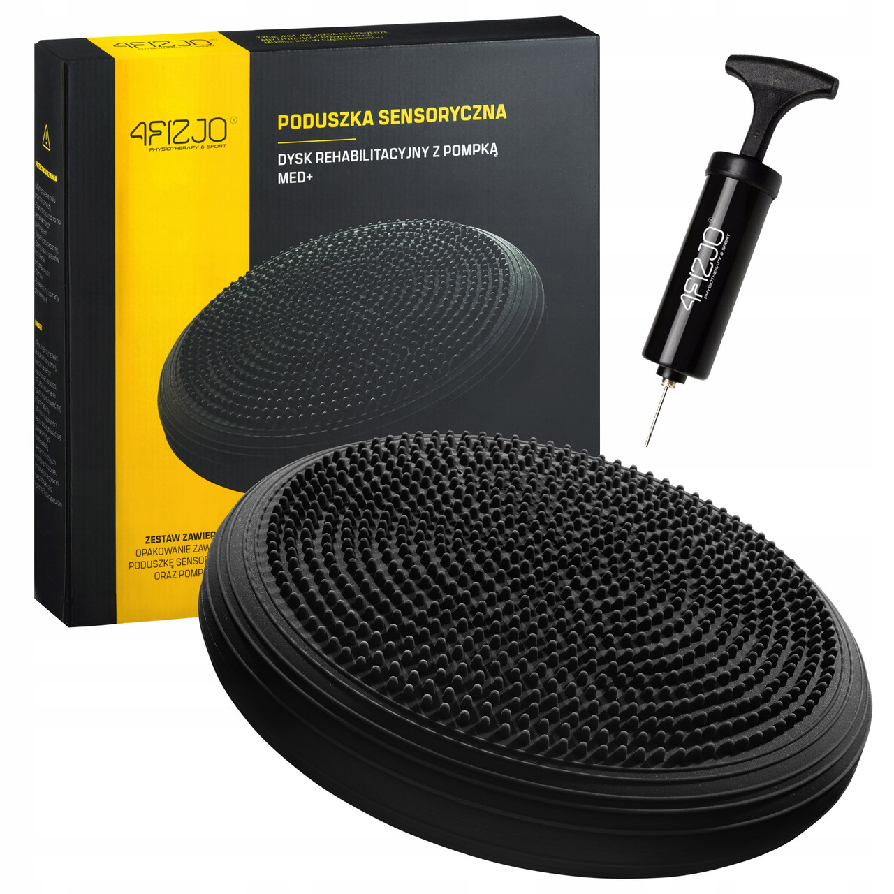 Балансувальна подушка-диск 4FIZJO MED+ 33 см (сенсомоторна) масажна 4FJ0051 Black Poland
