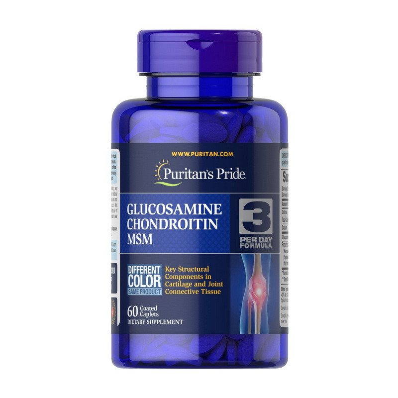 Препарат для суглобів і зв'язок Puritan's Pride Double Strength Glucosamine, Chondroitin & MSM (60 caps)