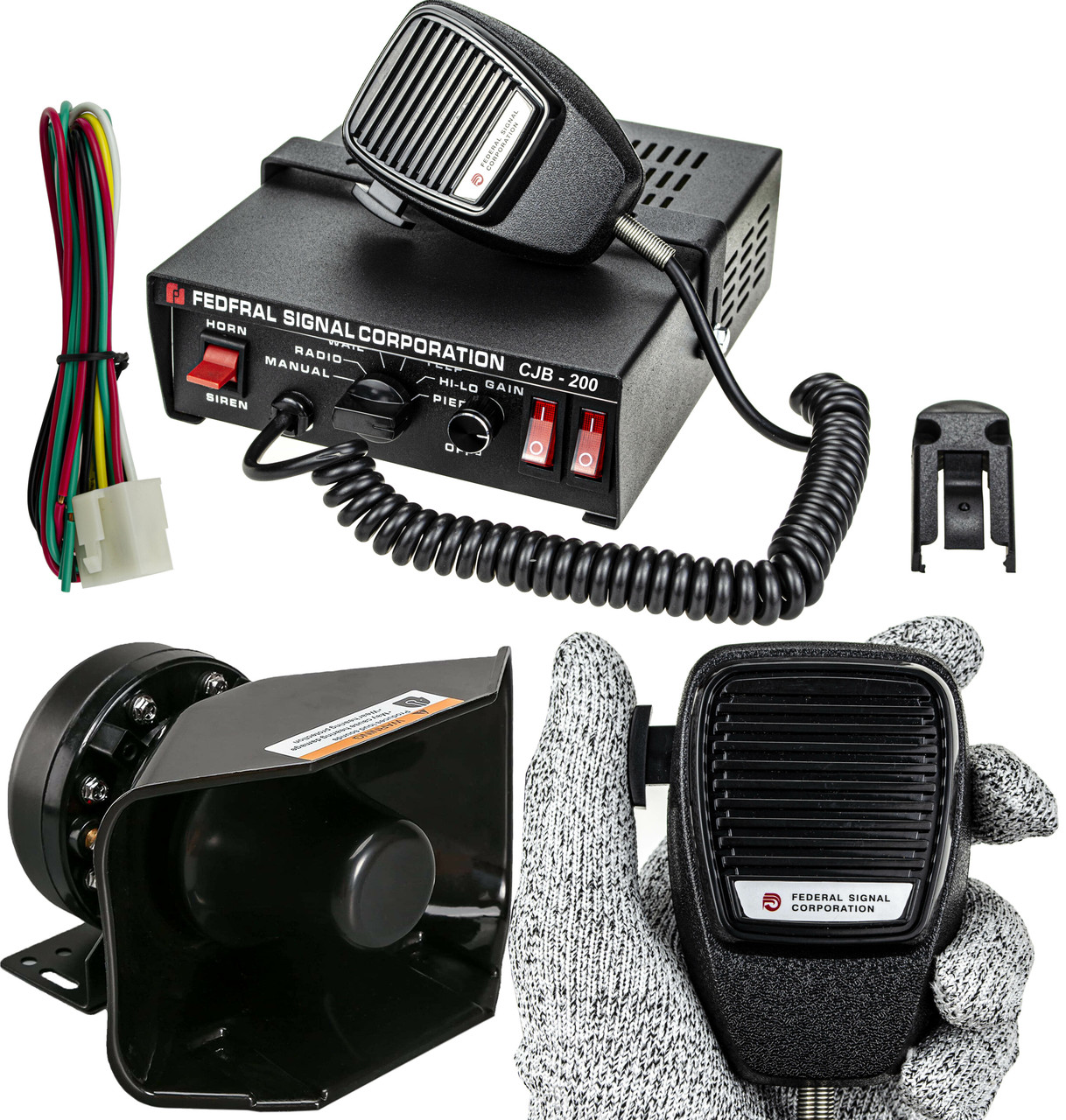 Спецсигнал СГУ 12v 300w "Federal Signal CJB-200W" (Рупор, мікрофон, блок спецсигналів)