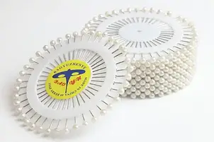 Кравецькі булавки з кулькою 3.5 см 40 шт/пластина БІЛІ