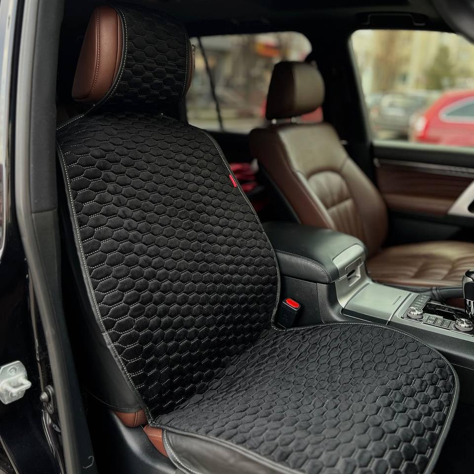 Накидки на передні сидіння CarFashion, модель SOTA FRONT, чорний з сірою ниткою