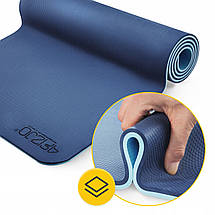 Килимок (мат) спортивний 4FIZJO TPE 180 x 60 x 1 см для йоги та фітнесу 4FJ0389 Blue/Sky Blue Poland, фото 2