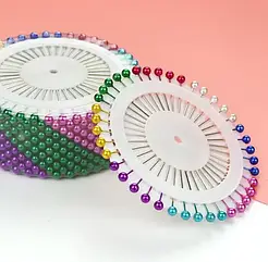 Кравецькі булавки з кулькою 3.5 см 40 шт/пластина КОЛЬОРОВА