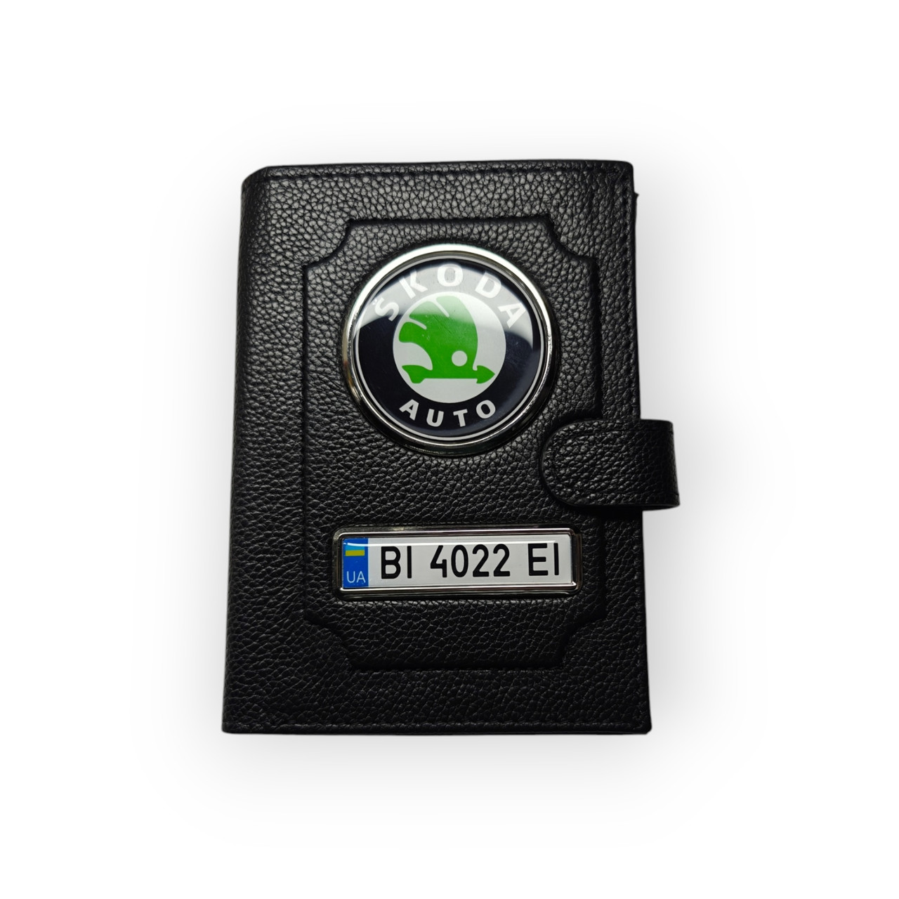 Портмоне для автодокументів Skoda , натуральна шкіра чорна