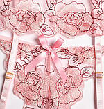 Комплект нижньої білизни рожевого кольору з поясом та підв'язками для панчох, фото 3