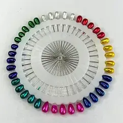 Кравецькі булавки з кулькою 4 см 40 шт/пластина КОЛЬОРОВА