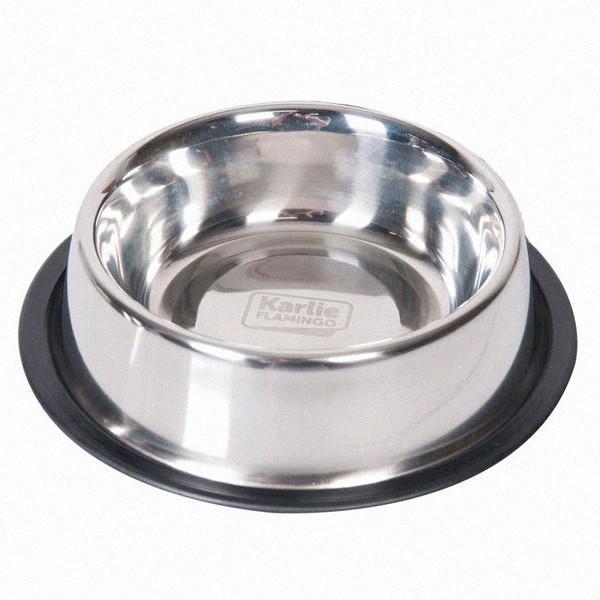 Миска з гумовим обідком для собак, нержавіюча сталь Flamingo Dish Rubber Rim ФЛАМІНГО РУБЕР РІМ