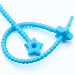 Стяжка силіконова Зірочка зі стопом 20 см Блакитний