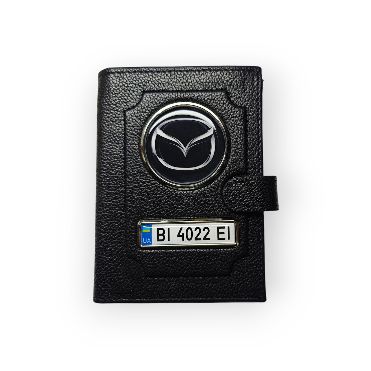 Портмоне для автодокументів Mazda, натуральна шкіра чорна