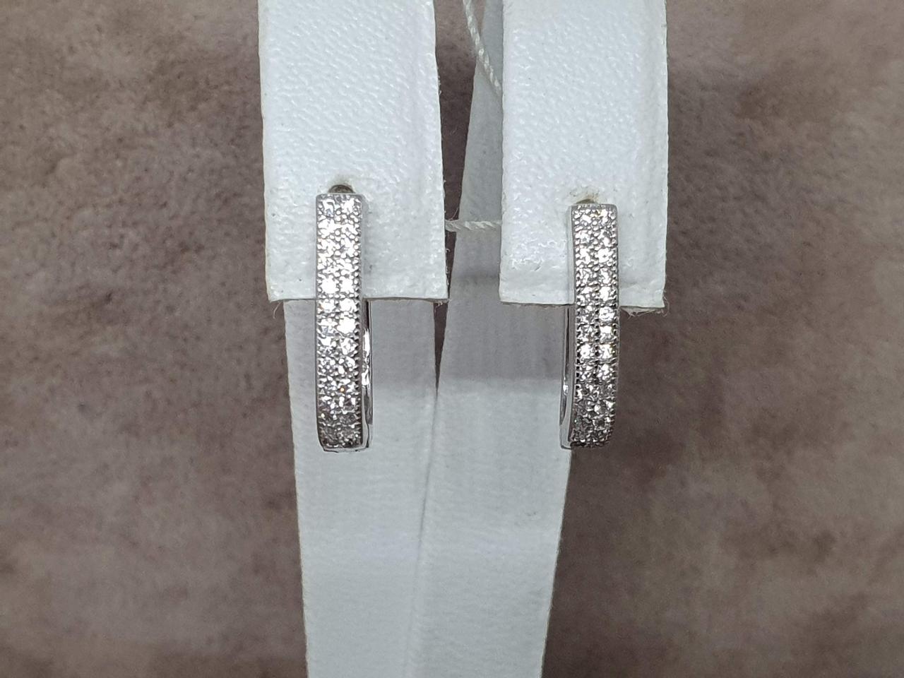 Срібні сережки з фіанітами. 520387Б