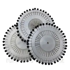 Кравецькі булавки з чорною кулькою 3.5 см 40 шт/пластина