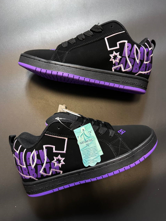 Чоловічі жіночі кросівки кеди DC Shoes Court Graffik Black Purple чорно-фіолетові дс корт график нубук весняні молодіжні