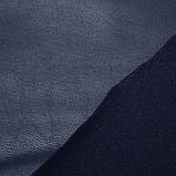 Штучна шкіра стрейч темно-синя на замшевій трикотажній основі, фото 2