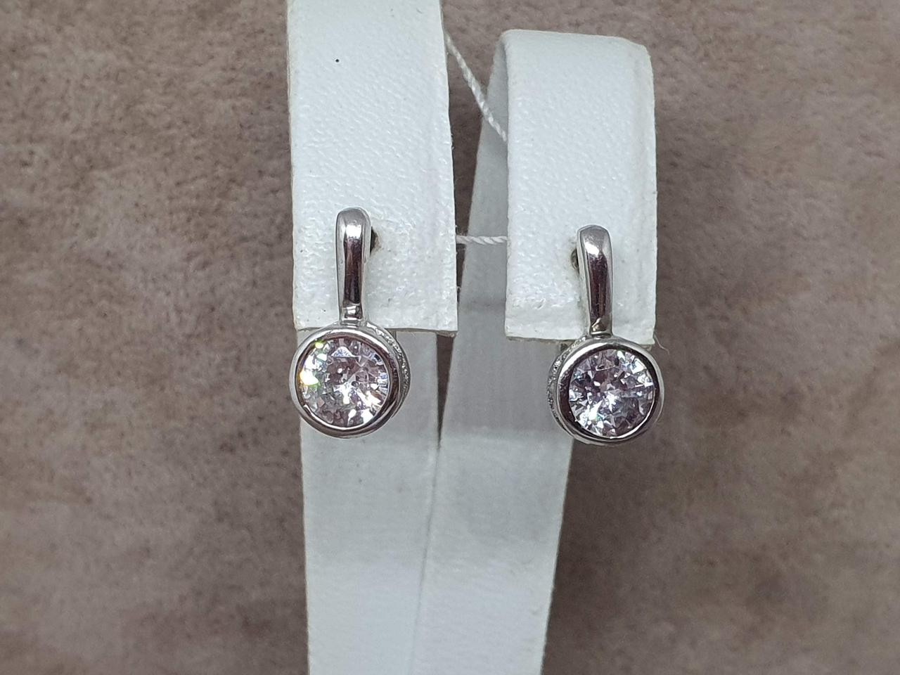 Срібні сережки з фіанітами.  9520156Б