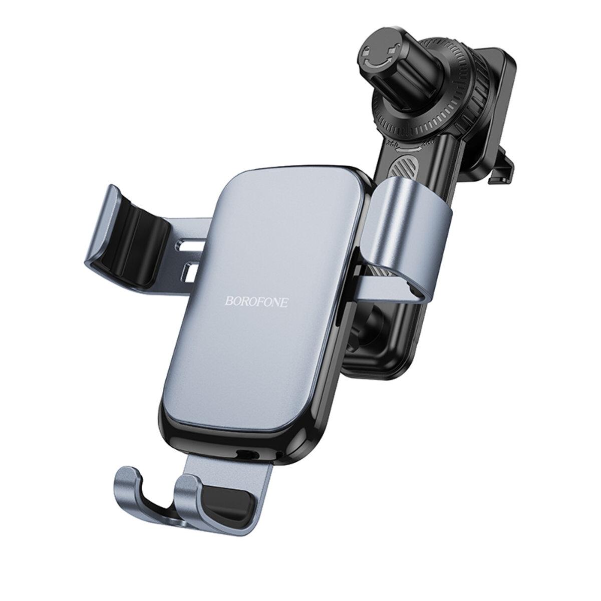 Автотримач для телефона BOROFONE BH94 Warrior gravity car holder(air outlet) Black Metal Gray