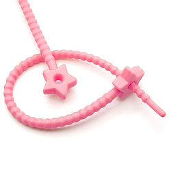 Стяжка силіконова Зірочка зі стопом 20 см Рожевий світлий