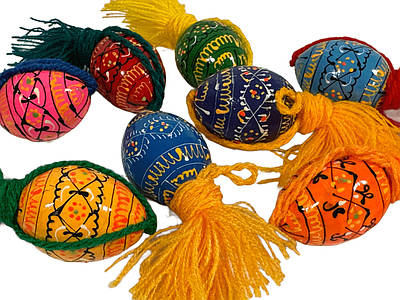 Набір маленьких дерев'яних писанок на китиці ,упаковка 8 шт