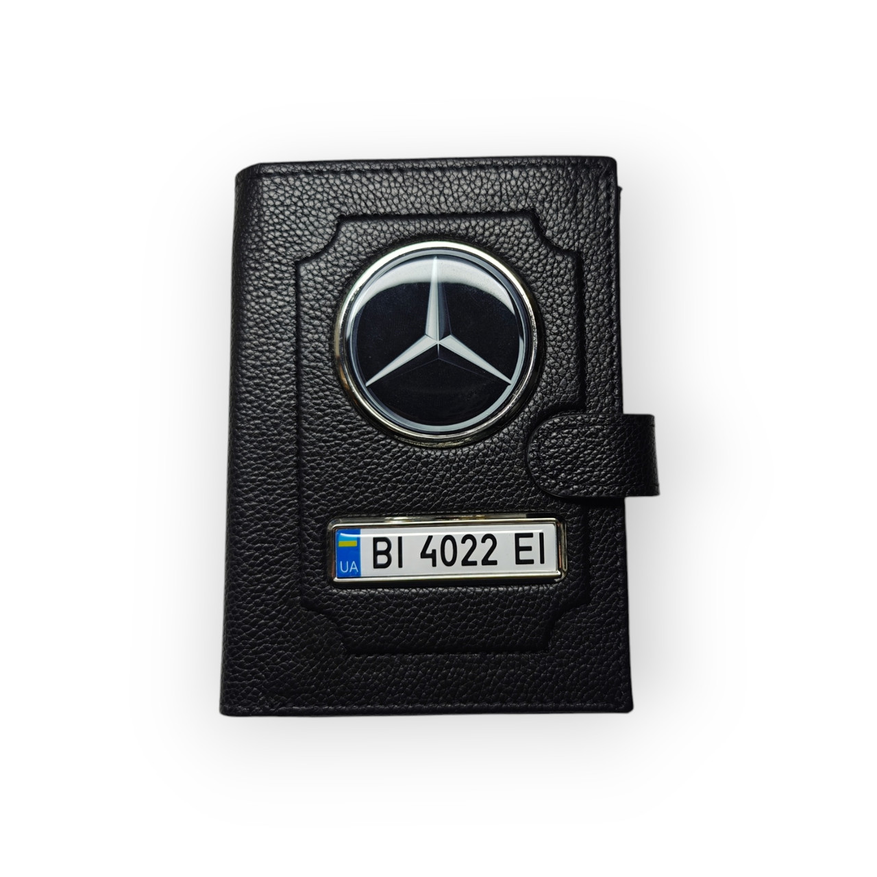 Портмоне для автодокументів Mercedes, натуральна шкіра чорна
