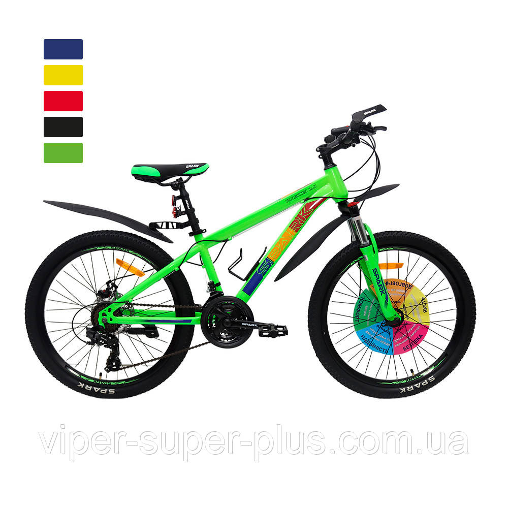 Велосипед SPARK FORESTER (колеса - 24", сталева рама - 13") перемикачі SHIMANO, Зелений
