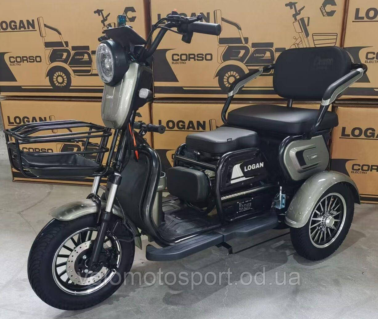 Електричний трицикл Corso «Logan» LG-51074 (1) + 1 ЯЩИК АКУМдвигун 800W, акумулятор 72V/20Ah, колеса 300-10, в