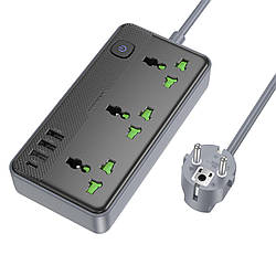 Мережевий подовжувач BOROFONE BAC2A Leya 3 position socket(1C3A)(EU) Black