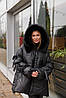 Зимова куртка із зав'язками на рукавах та еко хутром на капюшоні, фото 6