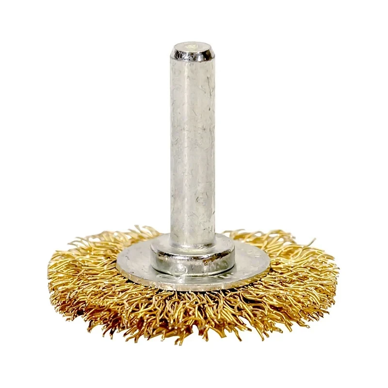 Щітка дротяна дископодібна Polystar Abrasive Ø38 мм хвостик Ø6 мм (латунна)