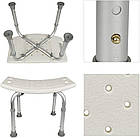 Стілець (табурет)для ванної та душу без спинки з регулюванням висоти, алюмінієві ніжки 49×40×37-52см, (DA 2010A), фото 3