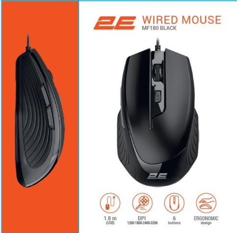 Миша 2E MF180 Black