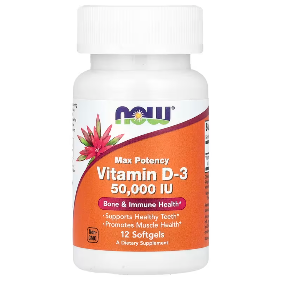 Vitamin D-3 Max Potency 50,000 IU Now Foods 12 капсул