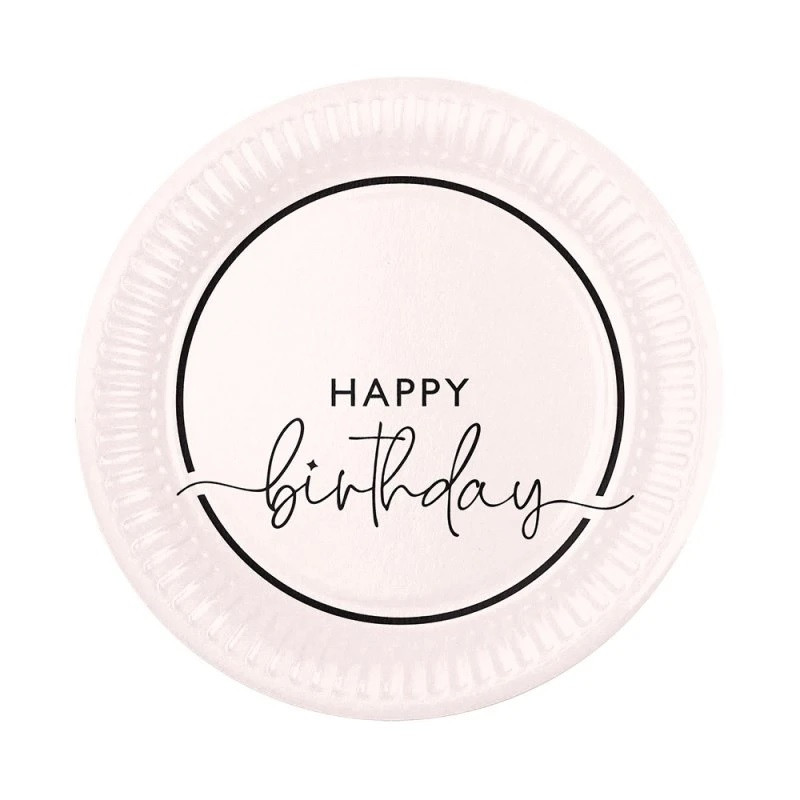 Тарілочки паперові  "HAPPY birthday на айворі"