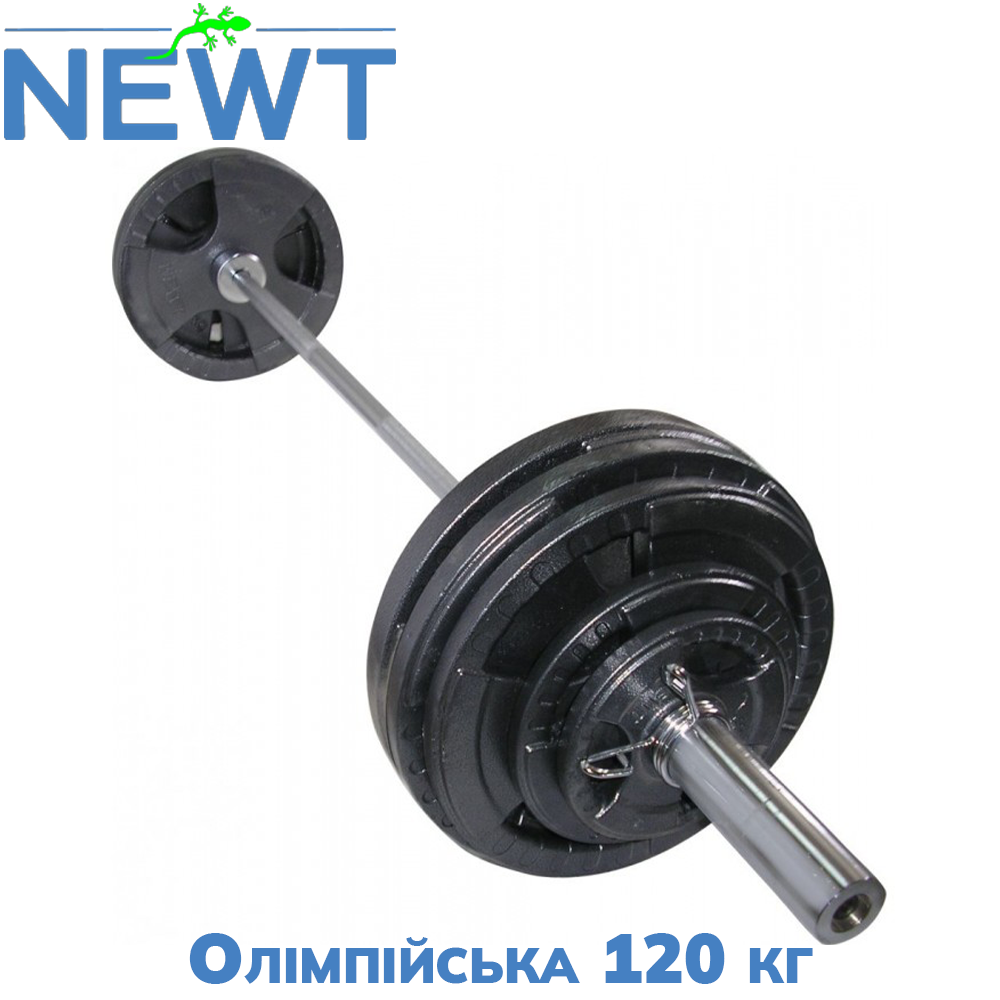 Штанга олімпійська розбірна металева штанга для жиму та тренувань набірна Newt 120 кг гриф 2,2 м ⌀50 мм