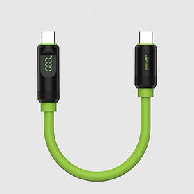 Кабель Type-C to Type-C HAGiBiS USB4 SX02 40 Gbps 240W з LED-дисплеєм силіконовий (25 см), Green