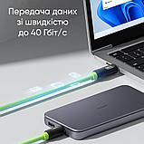 Кабель USB Type-С універсальний HAGiBiS SX02 плетений із вбудованим дисплеєм (100 см), Зелений, фото 4