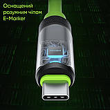 Кабель USB Type-С універсальний HAGiBiS SX02 плетений із вбудованим дисплеєм (100 см), Зелений, фото 7