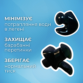 Беруші для води, заглушки для вух від води, водні беруші, беруші для плавців Hechpro чорні (4934)