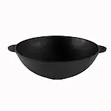 Сковорода чавунна WOK 3,7 л, Ø28 см Brizoll з чавунною кришкою, фото 5