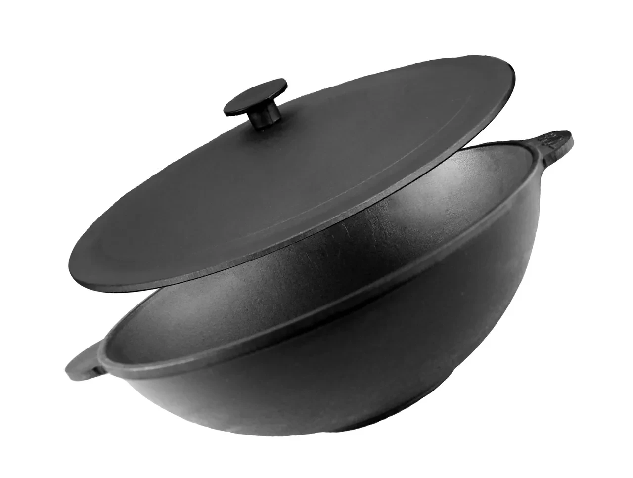 Сковорода чавунна WOK 3,7 л, Ø28 см Brizoll з чавунною кришкою