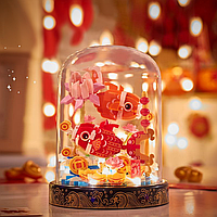 Конструктор нічник блочний дитячий з підсвіткою квітка в колбі Рибки