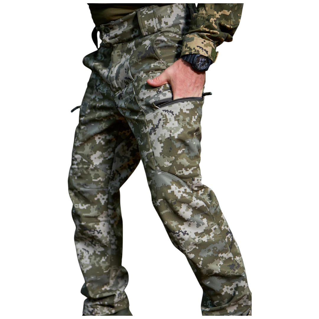 Брюки тактичні софтшел Soft Shell Military в кольорі піксель ММ14