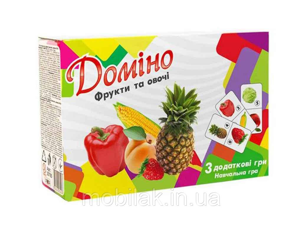 Доміно Фрукти та овочі (укр) в кор-ці 17,5-11,8-5,6 см. 30764 ТМ STRATEG, фото 1