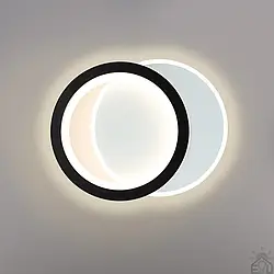 LED бра VIVA 25W 2R біло-чорне Esllse ON/OFF WHITE/BLACK 220V IP20 настінний світильник "два кола" 250×200×40мм