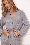 Кардиган для дому до піжами з якісної фактурної тканини 42-52 розміри різні кольори сірий, фото 5