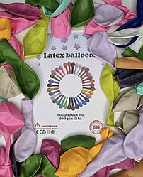 Повітряні латексні кулі мікс 12 дюймів 30 см паковання 100 штук