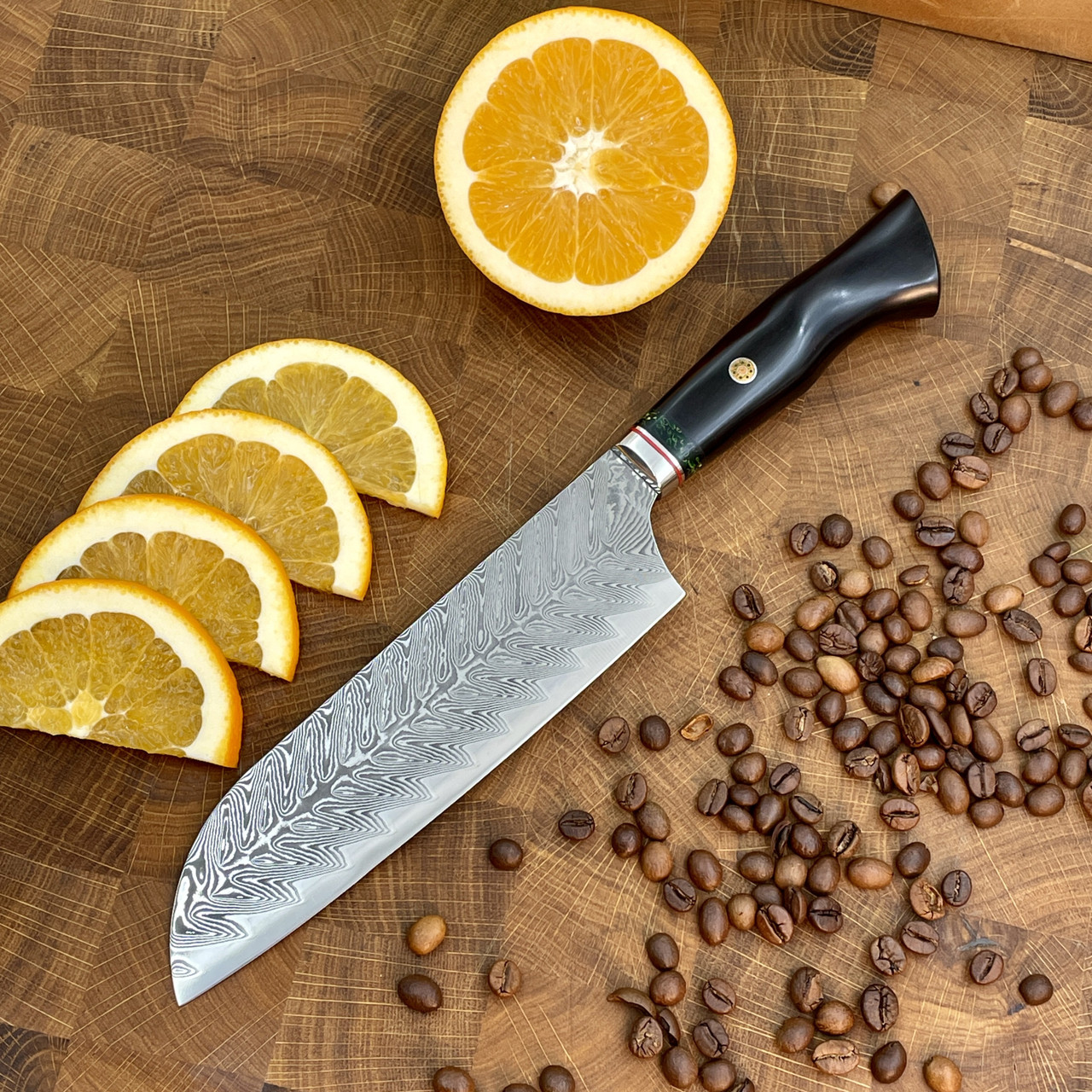 Ніж кухонний Santoku (VG-10, Green-Black), фото 1