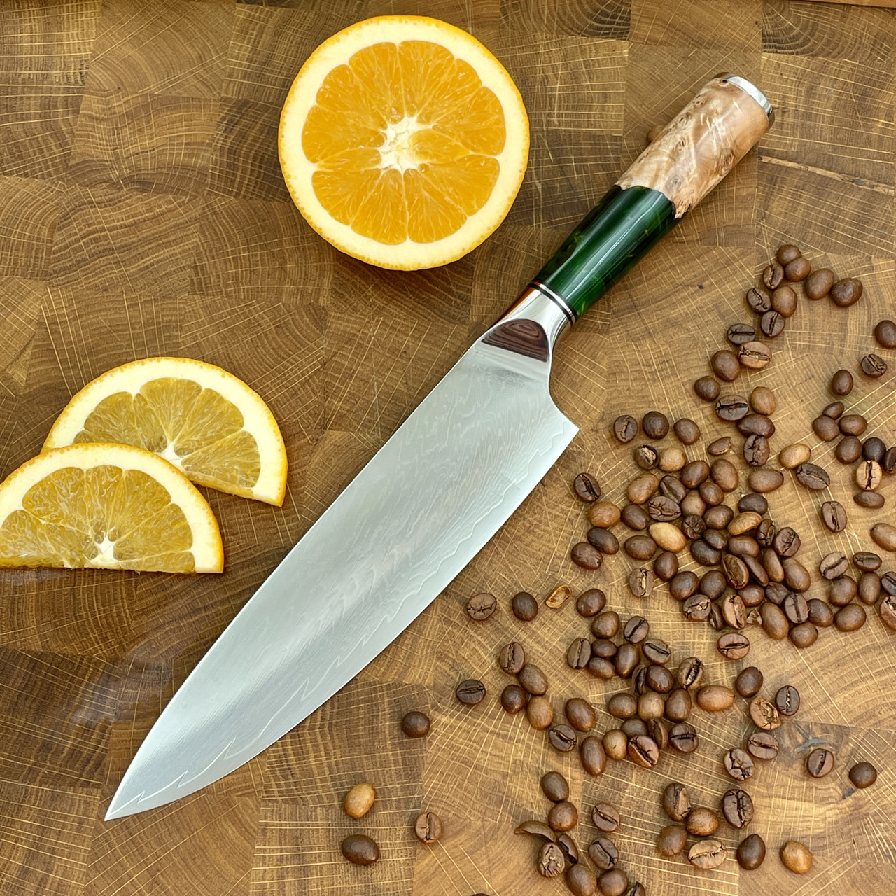 Ніж кухонний Шеф (VG-10, Green Brown), фото 1