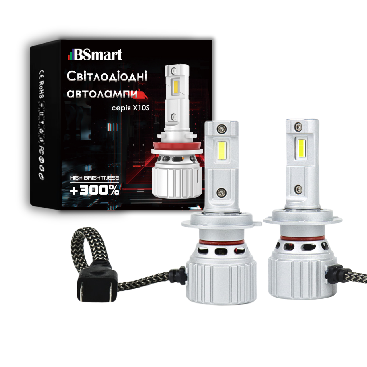 Автолампи LED BSmart X10S цоколь H7 10000Лм 90Вт 12В 6000K 45Вт лампа