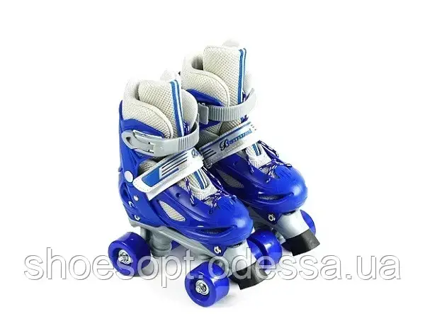 Ролики квади дитячі сині розмір регулюється 27-30, 31-34, фото 1